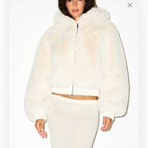 SKIMS faux fur zip up jacket